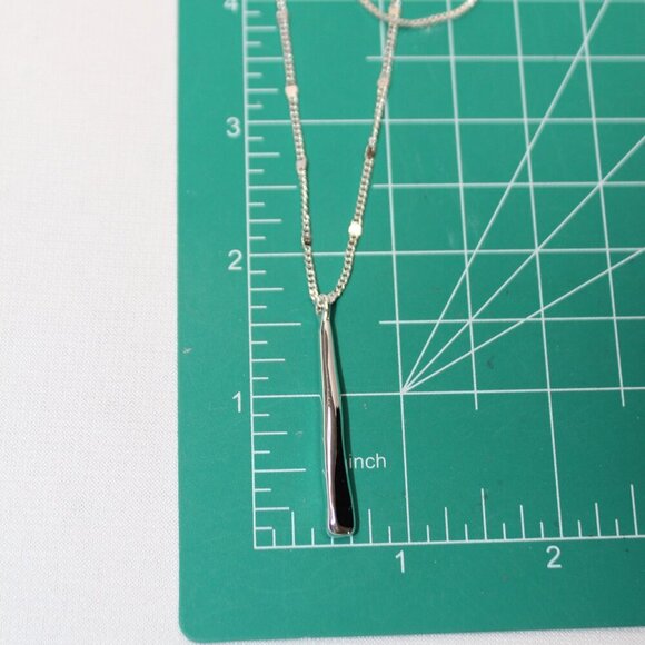 Jenny Bird "Leana" Double-Chain Silver Necklace with Bar Pendent - Picture 9 of 10